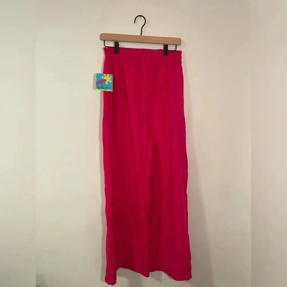 NWT Vintage! 80s / 90s Sears "Beached" Pink Wide Leg Cotton Pants, Med Throwback - Picture 5 of 7